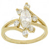 Oro Laminado Multi Stone Ring, Gold Filled Style with White Cubic Zirconia, Polished, Golden Finish, 5.167.020.06 (Size 6)