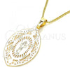 Oro Laminado Pendant Necklace, Gold Filled Style Divino Niño Design, Polished, Golden Finish, 04.106.0046.1.20