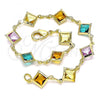 Oro Laminado Fancy Bracelet, Gold Filled Style with Multicolor Crystal, Polished, Golden Finish, 03.386.0017.07