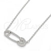 Sterling Silver Pendant Necklace, with White Cubic Zirconia, Polished, Rhodium Finish, 04.336.0047.16