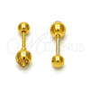 Stainless Steel Stud Earring, with Light Brown Crystal, Polished, Golden Finish, 02.271.0017.4