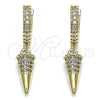 Oro Laminado Dangle Earring, Gold Filled Style with White Micro Pave, Polished, Golden Finish, 02.341.0039