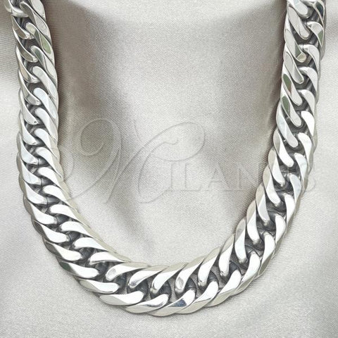 Stainless Steel Basic Necklace, Curb Design, Polished, Steel Finish, 04.257.0006.28