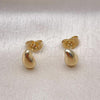 Oro Laminado Stud Earring, Gold Filled Style Teardrop Design, Polished, Golden Finish, 02.195.0266