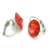 Rhodium Plated Leverback Earring, with Padparadscha Swarovski Crystals, Polished, Rhodium Finish, 02.239.0005.4