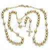 Oro Laminado Medium Rosary, Gold Filled Style Divino Niño and Crucifix Design, Polished, Golden Finish, 09.118.0012.24