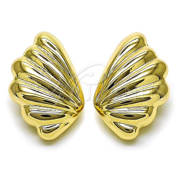 Oro Laminado Stud Earring, Gold Filled Style Shell and Hollow Design, Polished, Golden Finish, 02.428.0041