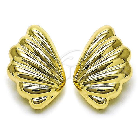 Oro Laminado Stud Earring, Gold Filled Style Shell and Hollow Design, Polished, Golden Finish, 02.428.0041