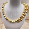 Oro Laminado Necklace and Bracelet, Gold Filled Style Ball Design, Polished, Golden Finish, 06.341.0005
