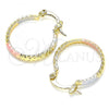 Oro Laminado Small Hoop, Gold Filled Style Diamond Cutting Finish, Tricolor, 02.96.0086.2.20