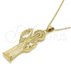 Oro Laminado Religious Pendant, Gold Filled Style Santa Muerte Design, Polished, Golden Finish, 05.185.0010.1