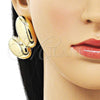 Oro Laminado Stud Earring, Gold Filled Style Hollow Design, Polished, Golden Finish, 02.428.0034