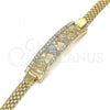 Oro Laminado Fancy Bracelet, Gold Filled Style Turtle Design, with White Crystal, Polished, Tricolor, 03.380.0027.08