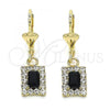 Oro Laminado Dangle Earring, Gold Filled Style with Black and White Crystal, Polished, Golden Finish, 02.122.0117.1