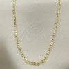 Oro Laminado Basic Necklace, Gold Filled Style Figaro Design, Diamond Cutting Finish, Golden Finish, 04.213.0246.24