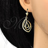 Oro Laminado Earring and Pendant Adult Set, Gold Filled Style with White Crystal, Polished, Golden Finish, 10.160.0146