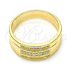 Oro Laminado Mens Ring, Gold Filled Style with White Micro Pave, Polished, Golden Finish, 01.156.0002.10 (Size 10)