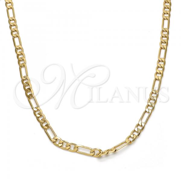 Gold Tone Basic Necklace, Figaro Design, Polished, Golden Finish, 04.242.0015.30GT
