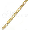 Gold Tone Basic Bracelet, Figaro Design, Polished, Golden Finish, 04.242.0018.08GT