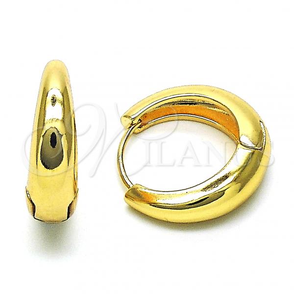 Oro Laminado Huggie Hoop, Gold Filled Style Chunky Design, Polished, Golden Finish, 02.195.0171.20