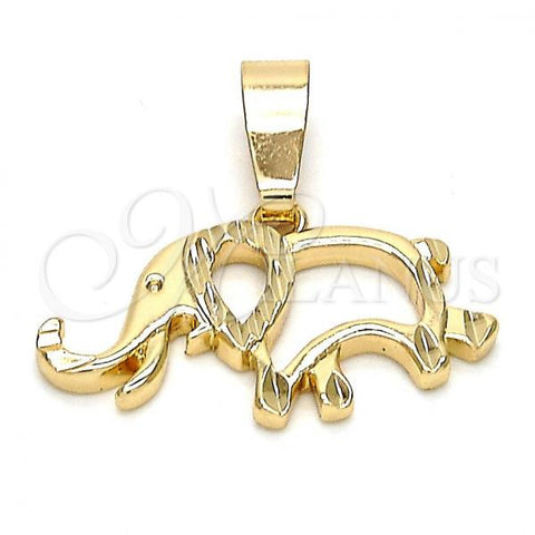 Oro Laminado Fancy Pendant, Gold Filled Style Elephant Design, Polished, Golden Finish, 5.183.018