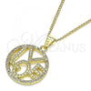 Oro Laminado Pendant Necklace, Gold Filled Style Love Design, with White Micro Pave, Polished, Golden Finish, 04.156.0407.20