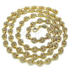Oro Laminado Fancy Necklace, Gold Filled Style Puff Mariner Design, with White Micro Pave, Polished, Golden Finish, 04.63.1401.30
