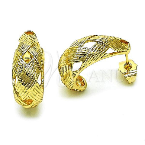 Oro Laminado Stud Earring, Gold Filled Style Diamond Cutting Finish, Golden Finish, 02.163.0331