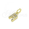 Oro Laminado Fancy Pendant, Gold Filled Style Initials Design, with White Cubic Zirconia, Polished, Golden Finish, 05.341.0035