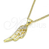 Oro Laminado Pendant Necklace, Gold Filled Style with White Micro Pave, Polished, Golden Finish, 04.156.0460.20