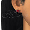 Sterling Silver Stud Earring, Butterfly Design, Red Enamel Finish, Rhodium Finish, 02.336.0103