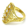Oro Laminado Multi Stone Ring, Gold Filled Style Heart Design, with White Cubic Zirconia, Polished, Golden Finish, 01.266.0019.07 (Size 7)