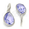 Rhodium Plated Dangle Earring, Teardrop Design, with Provence Lavander Swarovski Crystals, Polished, Rhodium Finish, 02.239.0016.7