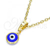 Oro Laminado Fancy Pendant, Gold Filled Style Evil Eye Design, Blue Resin Finish, Golden Finish, 05.63.1162