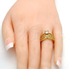 Oro Laminado Multi Stone Ring, Gold Filled Style with White Cubic Zirconia, Polished, Golden Finish, 01.118.0071.08 (Size 8)