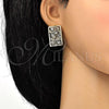 Oro Laminado Earring and Pendant Adult Set, Gold Filled Style with White Crystal, Polished, Golden Finish, 10.306.0008