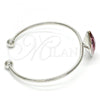 Rhodium Plated Individual Bangle, with Cyclamen Opal Swarovski Crystals, Polished, Rhodium Finish, 07.239.0006.2 (02 MM Thickness, One size fits all)