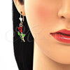 Oro Laminado Earring and Pendant Adult Set, Gold Filled Style Flower Design, Polished, Tricolor, 10.351.0006.1