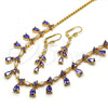 Oro Laminado Necklace and Earring, Gold Filled Style Teardrop Design, with Amethyst and White Cubic Zirconia, Polished, Golden Finish, 06.221.0011