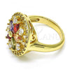 Oro Laminado Multi Stone Ring, Gold Filled Style Flower Design, with Multicolor Cubic Zirconia, Polished, Golden Finish, 01.266.0020.08 (Size 8)