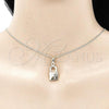 Oro Laminado Pendant Necklace, Gold Filled Style Lock Design, with White Crystal, Polished, Golden Finish, 04.213.0211.20