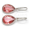 Rhodium Plated Dangle Earring, Teardrop Design, with Rose Peach Swarovski Crystals, Polished, Rhodium Finish, 02.239.0016.4