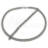 Stainless Steel Necklace and Bracelet, Miami Cuban Design, Polished,, 06.278.0016