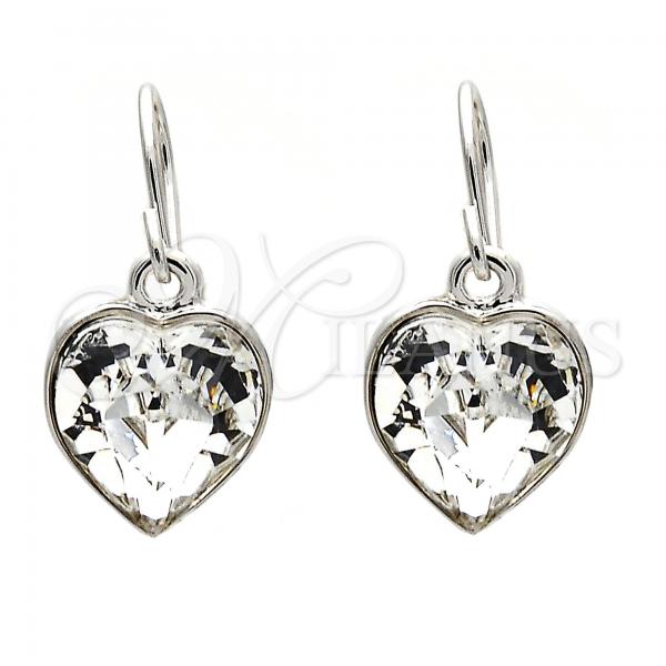 Rhodium Plated Dangle Earring, Heart Design, with Crystal Swarovski Crystals, Polished, Rhodium Finish, 02.239.0003.8