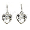 Rhodium Plated Dangle Earring, Heart Design, with Crystal Swarovski Crystals, Polished, Rhodium Finish, 02.239.0003.8