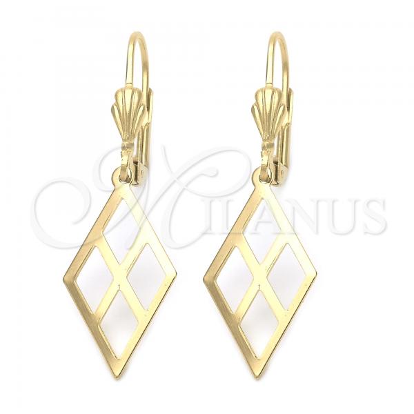 Oro Laminado Dangle Earring, Gold Filled Style Filigree Design, Golden Finish, 5.069.010