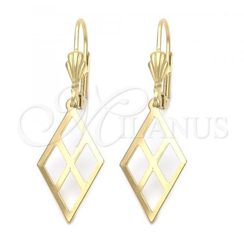 Oro Laminado Dangle Earring, Gold Filled Style Filigree Design, Golden Finish, 5.069.010