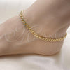 Oro Laminado Basic Anklet, Gold Filled Style Miami Cuban Design, Polished, Golden Finish, 04.213.0099.10