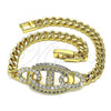 Oro Laminado Fancy Bracelet, Gold Filled Style with White Micro Pave, Polished, Golden Finish, 03.283.0090.07