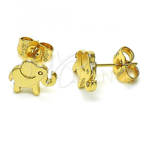 Oro Laminado Stud Earring, Gold Filled Style Polished, Golden Finish, 02.213.0401